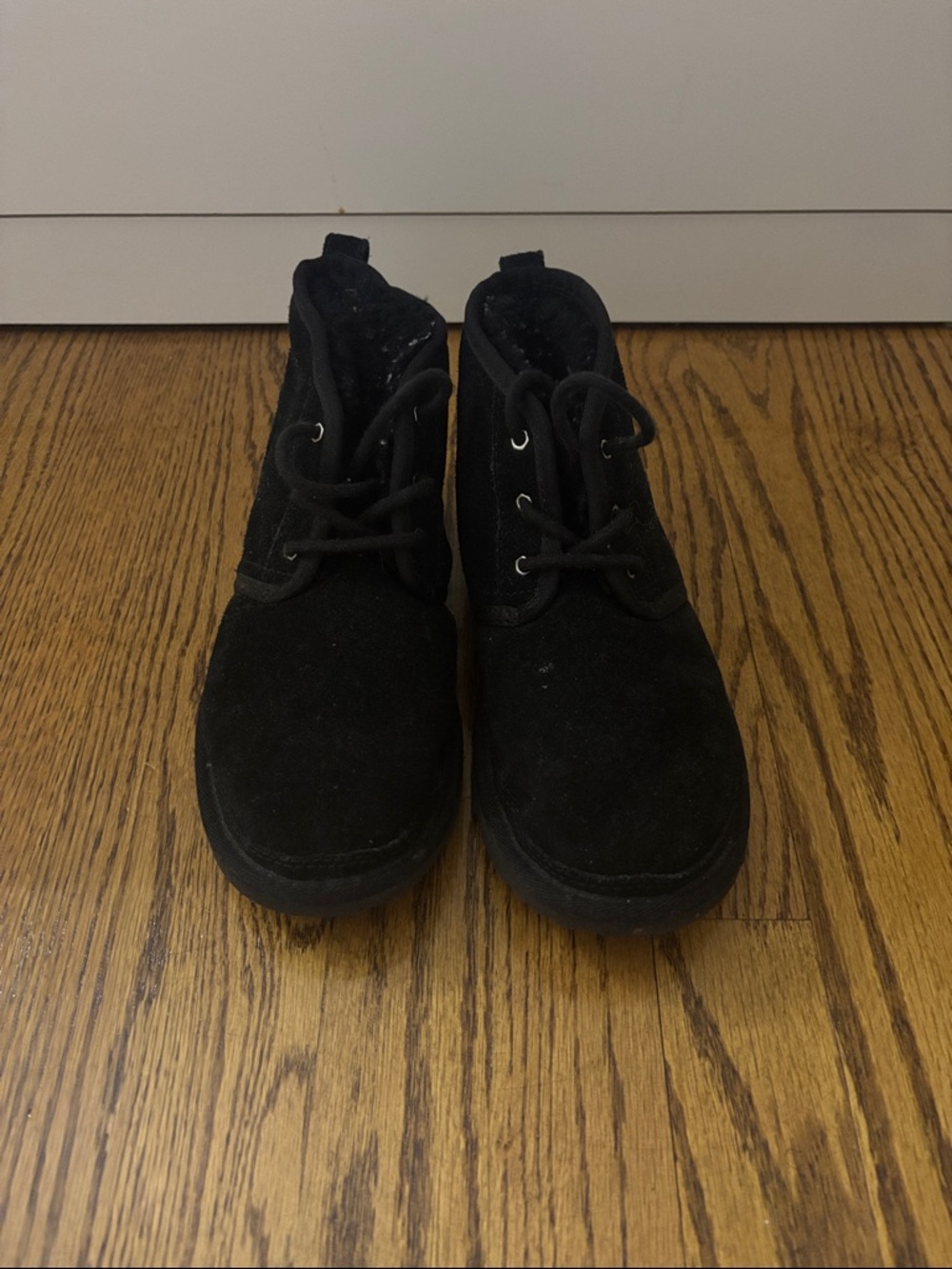 UGG Kids Black Suede Lace-Up Ankle Boots